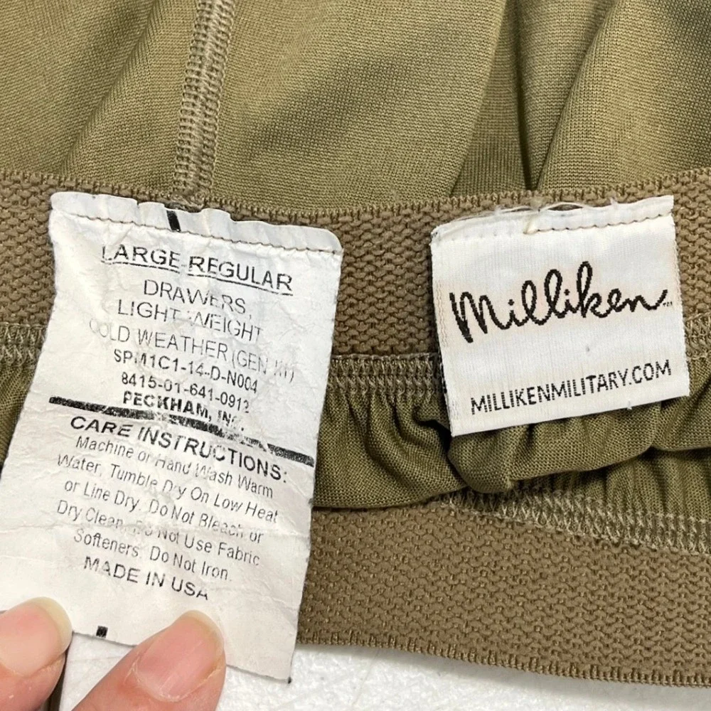 US Army Peckham Gen III Lightweight Drawers Men L Cold Weather Milliken Made USA